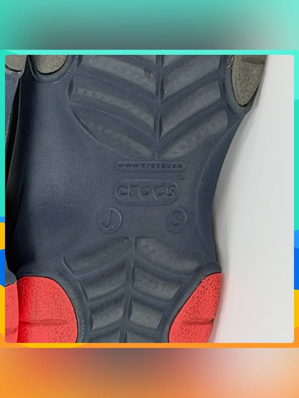 Kids Navy Blue CROCS Clogs w Red Adjustable Length Heel Straps Juvenile Size 3